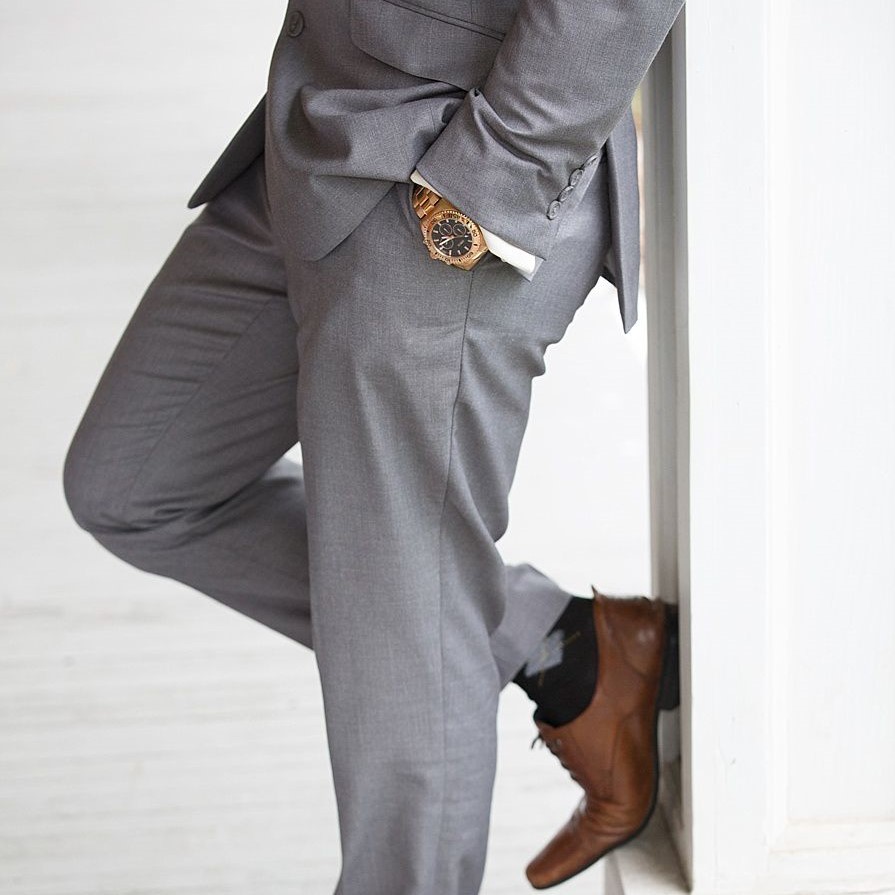 Charcoal Suit Brown Shoes