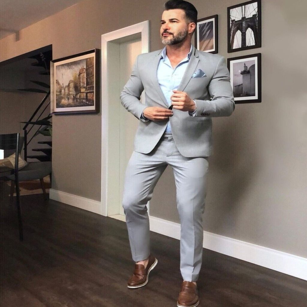 How The Best Dressed Men Wear Light Grey Suits & Brown Shoes