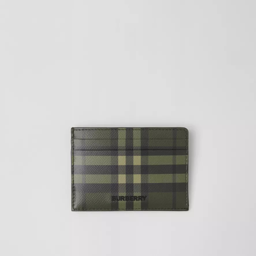 Burberry Check Print Leather Designer Wallet