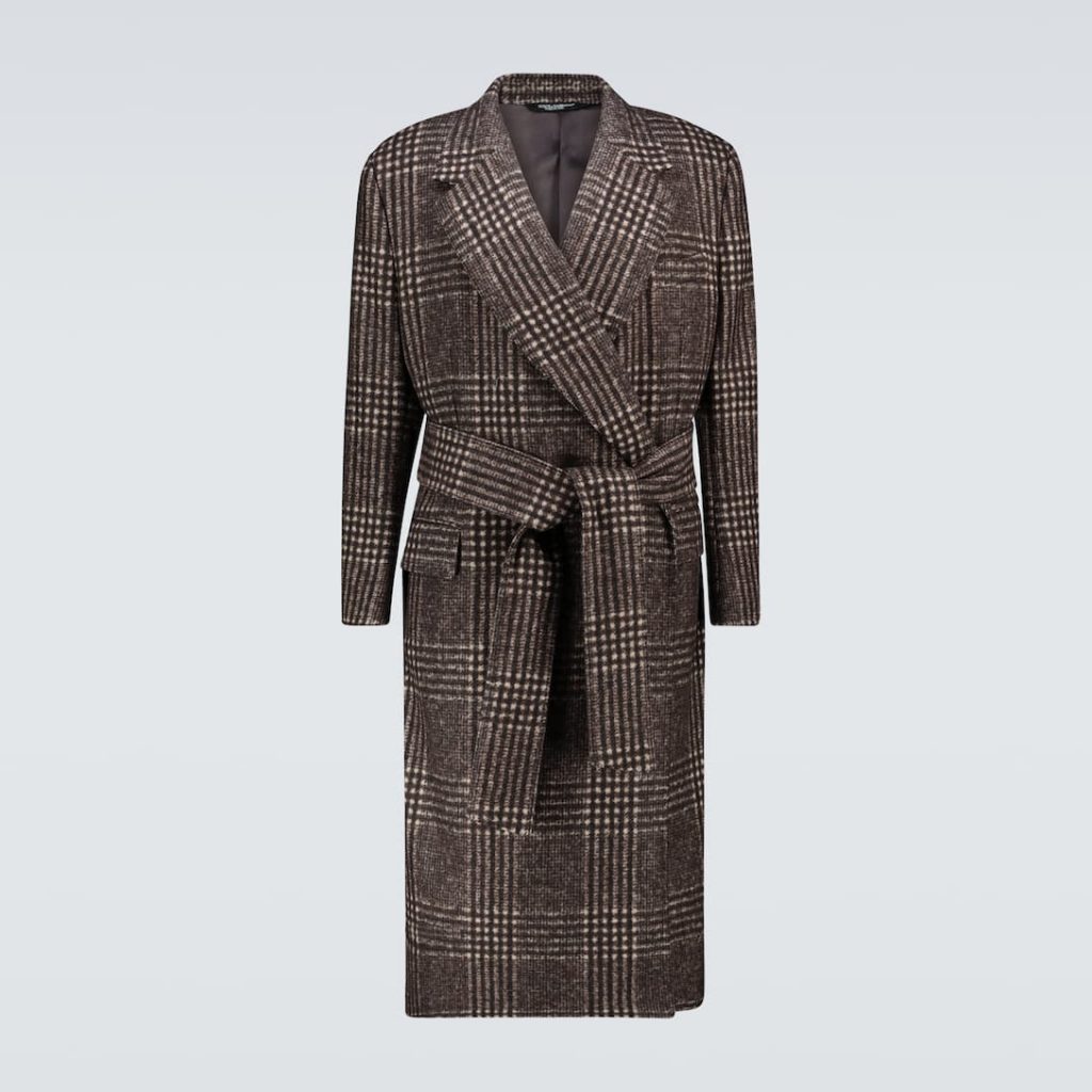 Dolce & Gabbana Belted Checked Overcoat