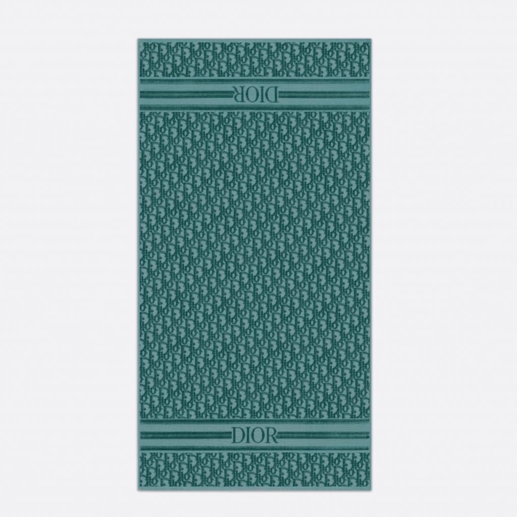 Dior Green Terry Cotton Jacquard Oblique Beach Towel