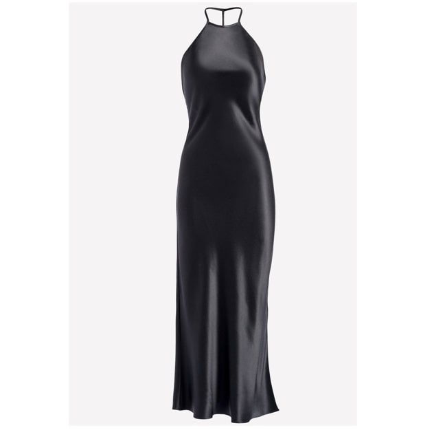 Brandon Maxwell Silk Cocktail Dress with String T-Strap Back