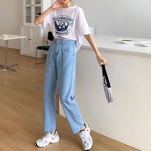 HARAJUKU STYLE BLUE ELASTIC WAIST PANTS - Cosmique Studio