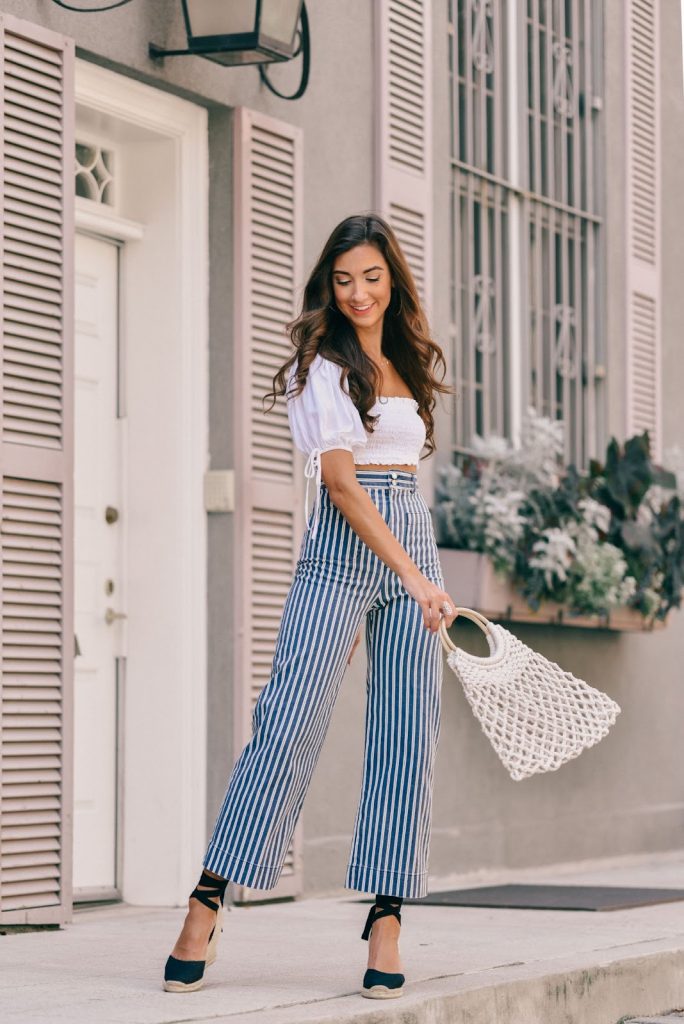 blue and white pants