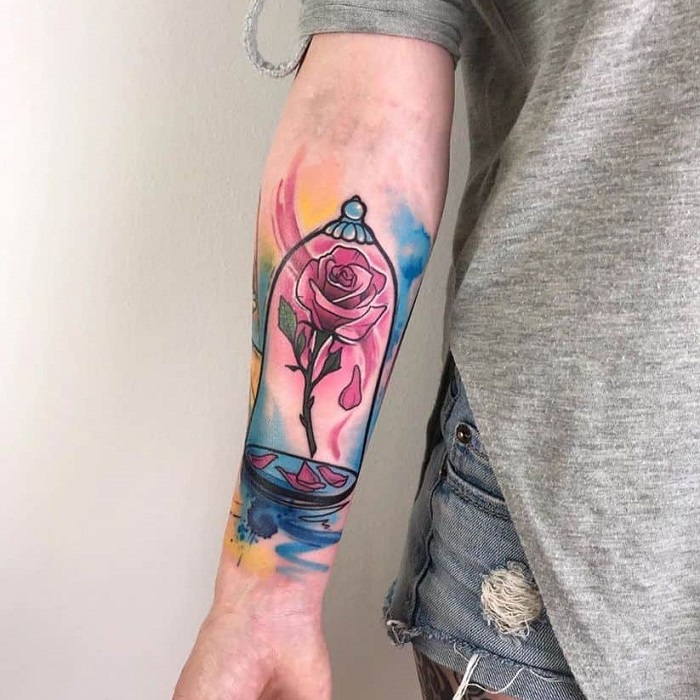 beauty and the beast rose tattoo meaning