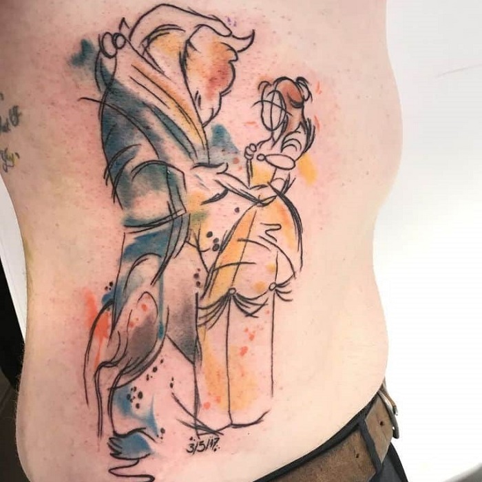 Beauty and the Beast tattoo by Britta  Living Art Gallery  Facebook