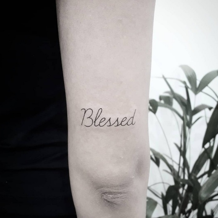 60 Blessed Tattoos For Men - Biblical Lettering Design Ideas
