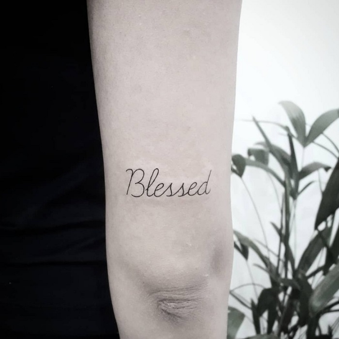 Brigantetattoo on Instagram Old but gold  BLESSED  tattoo tattoos  letteringtattoo art lettering letters   Tattoo ideen Tätowierungen  Kleine tattoos