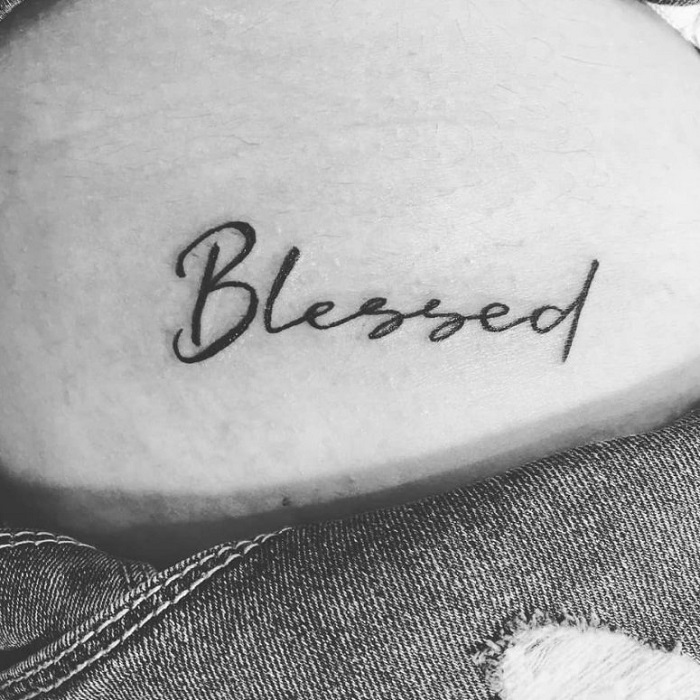 Blessed Script Tattoo by Stef aka Keki TattooNOW