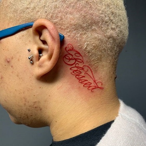 Share more than 58 blessed tattoo behind the ear in.cdgdbentre