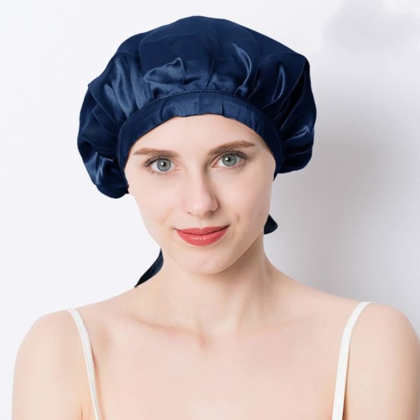 CDQYA 19mm Silk Sleep Caps Band Hats Ladies Ribbon Frill Hair Care Night Nightcap Adjustable Headscarf