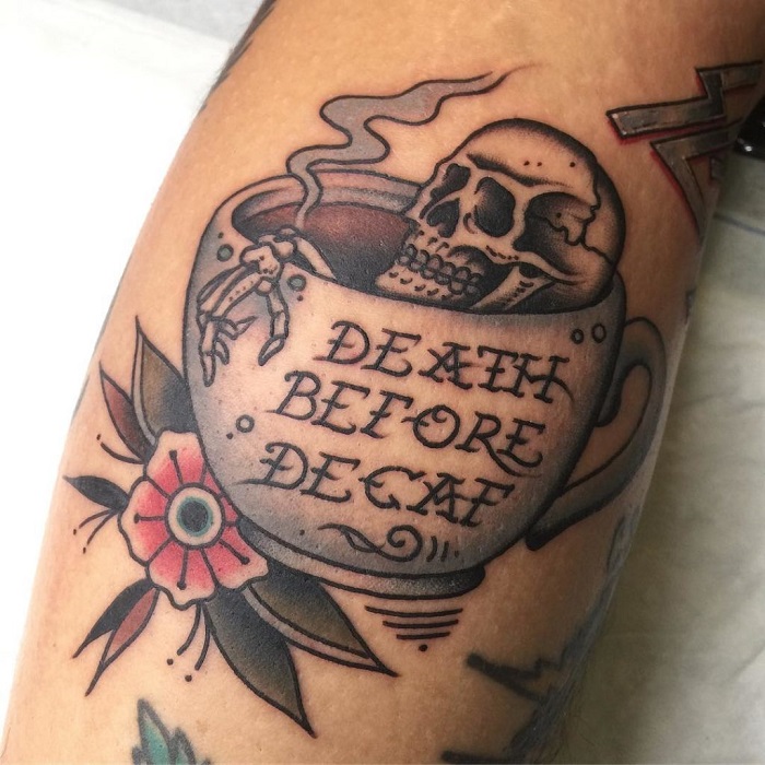 Death Before DecafFrench PressRockabilly CoffeeTattoo StyleVinylDecal   eBay