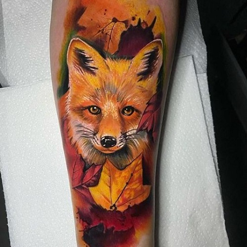 Tineline Art  Fox Girl Tattoo Design Acrylic Ink