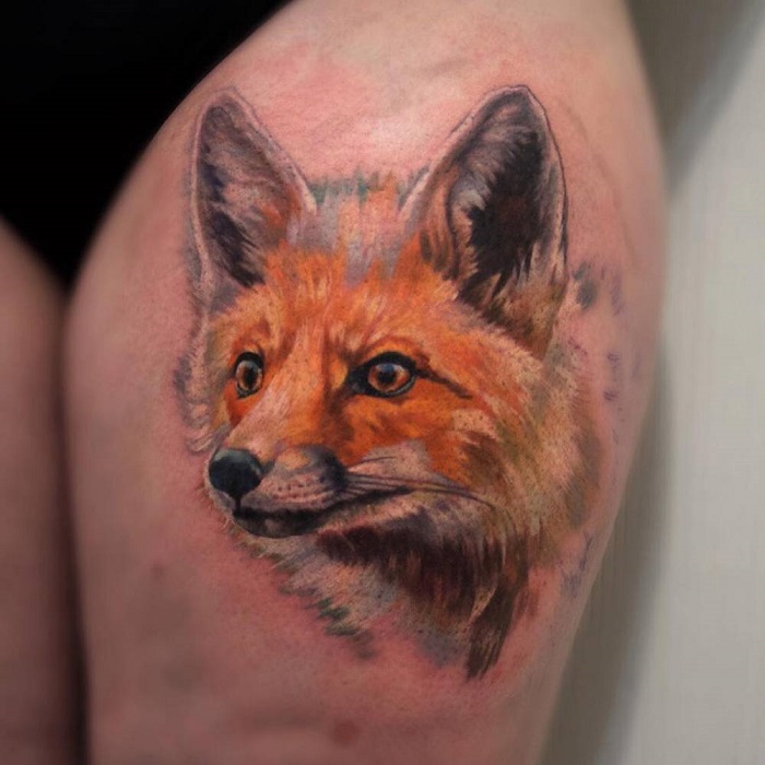 Traditional fox head tattoo  Tattoogridnet