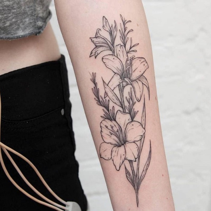 30 Best Gladiolus Tattoo Ideas 8 | Gladiolus tattoo, Forearm tattoo women,  Forearm flower tattoo