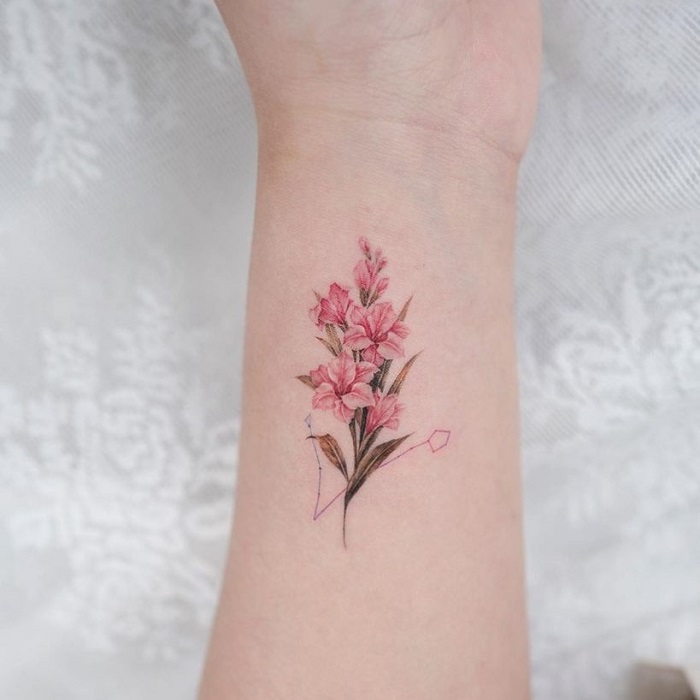 gladiolus watercolor tattoo