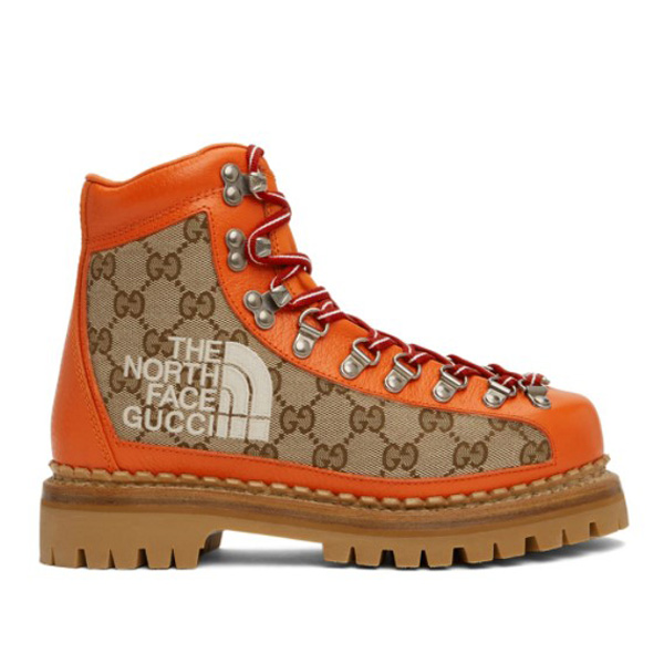 Gucci Beige & Orange The North Face Edition Ankle Boots