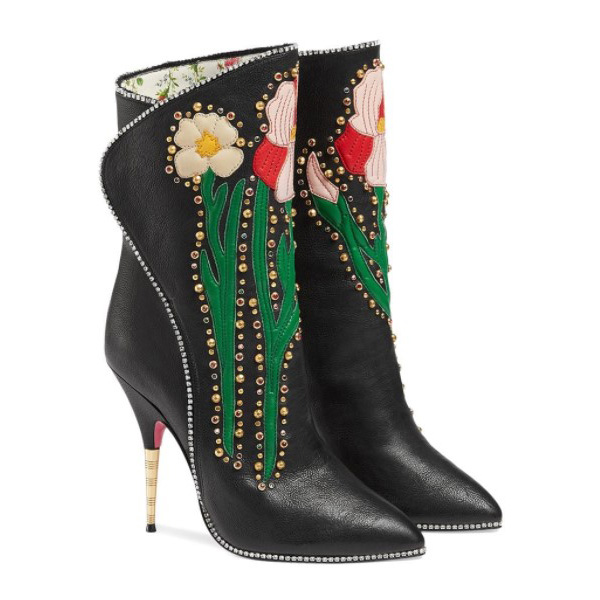 Gucci flower intarsia boots