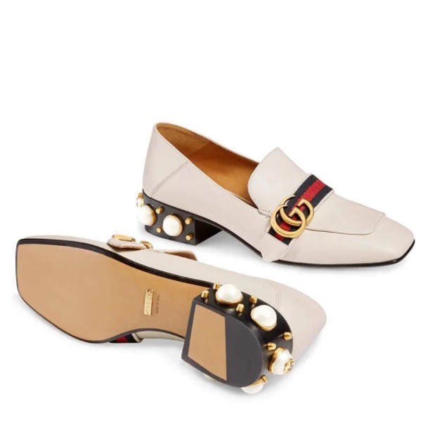 Gucci mid-heel leather loafer