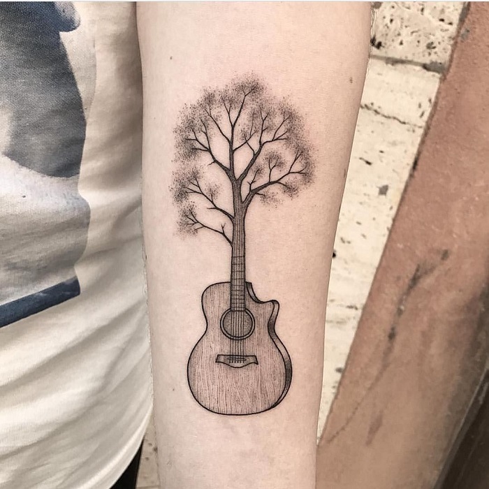 34 Realistic Guitar Wrist Tattoos