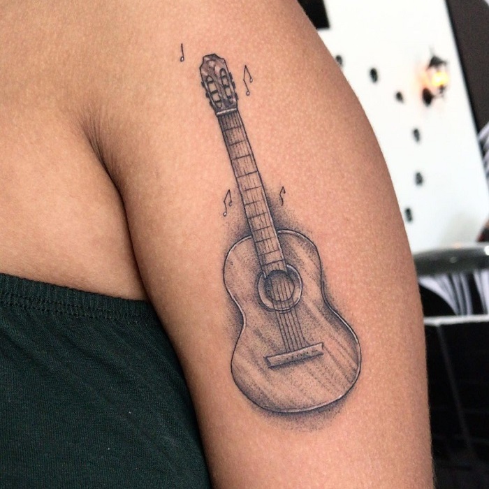 How to make a beautiful guitar tattoo  beautiful tattoo art work  YouTube