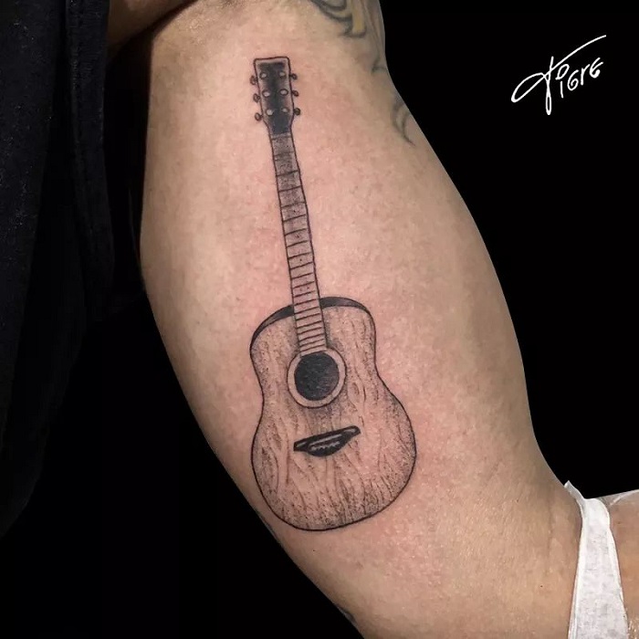 Premium Photo | Guitar tattoo design Generative AI