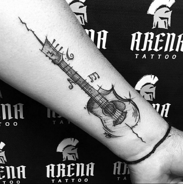 71 Music Guitar Tattoos For Arm