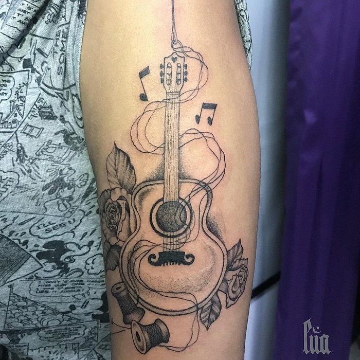 guitar memorial tattoo by groveblonde on DeviantArt