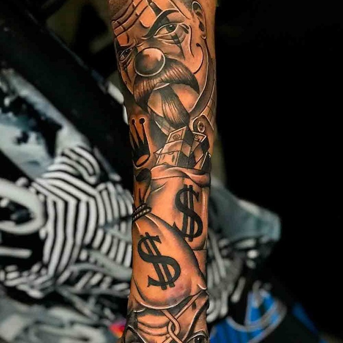 money tattoo sleeve