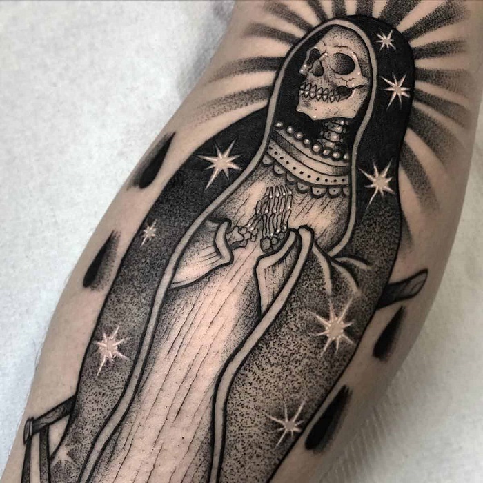 santa muerte tattoo neck - Stunning Column Slideshow