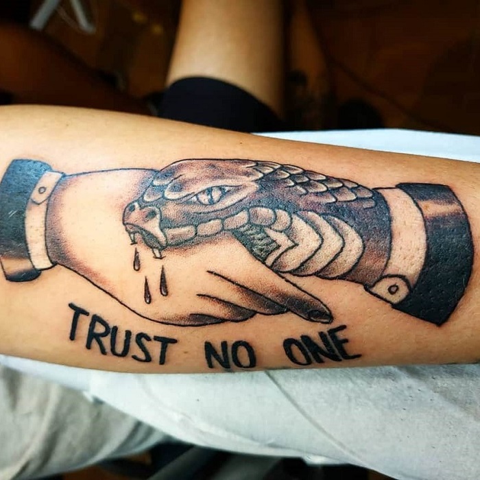 Trust No One Snake Hand Tattoo Stock Illustration 1861809109  Shutterstock