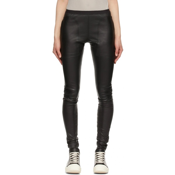 Rick Owens Black Stretch Leather Trousers