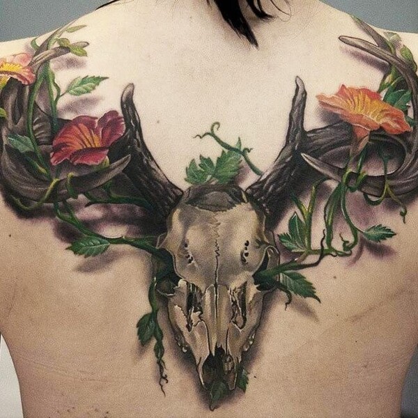 whitetail deer antlers tattoo