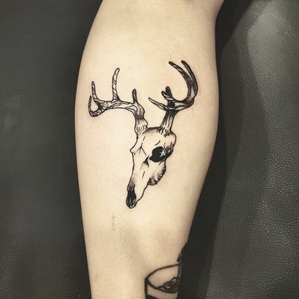 deer skull side view tattoo