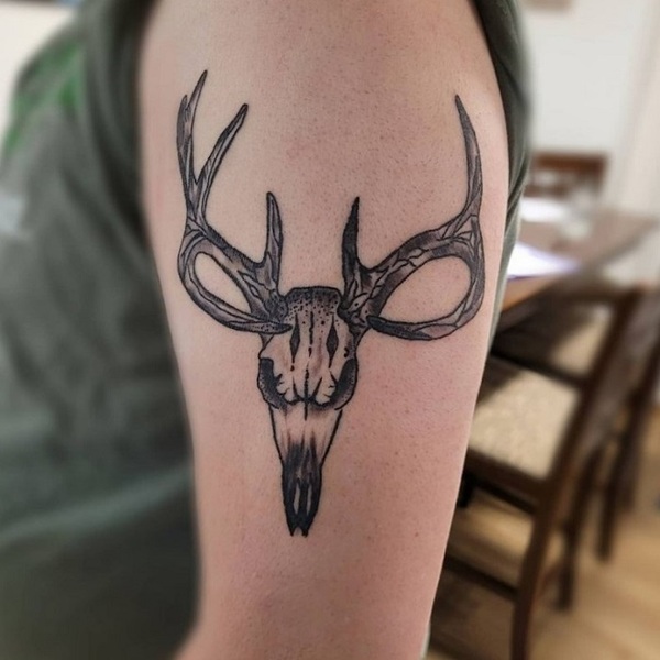 deer skull side view tattoo