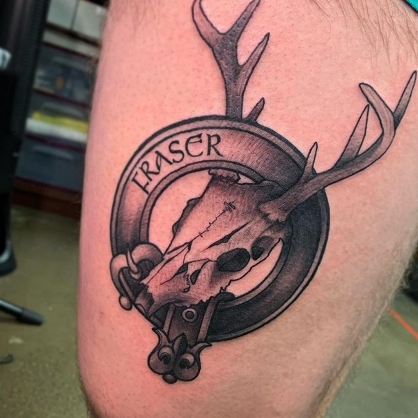 deer skull side view tattoo