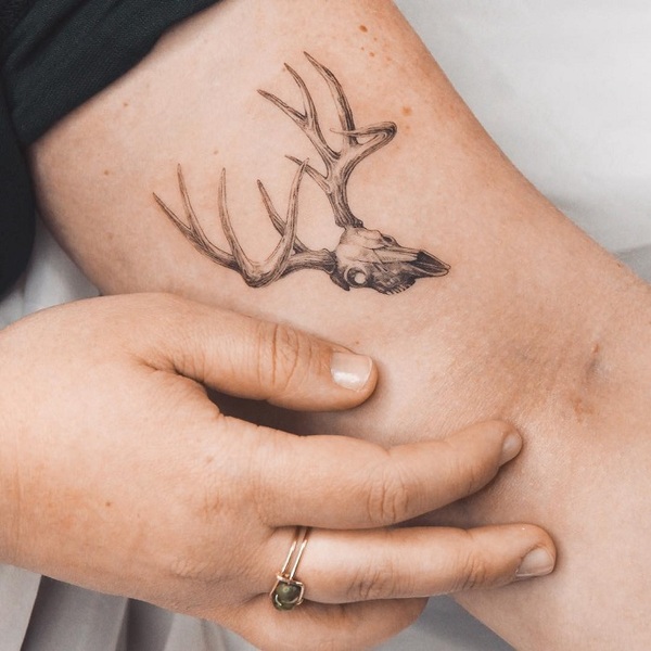 whitetail deer antlers tattoo