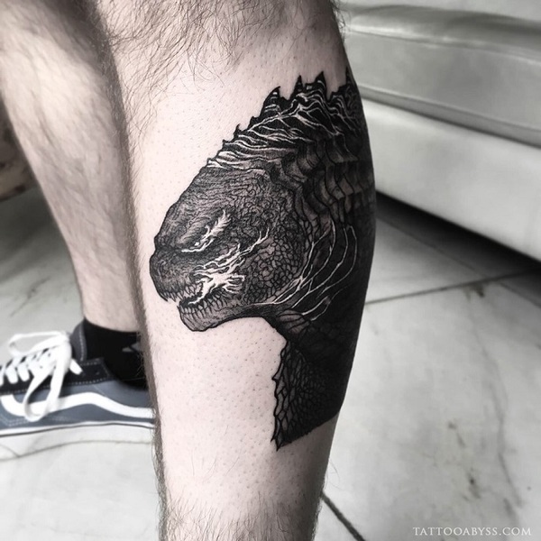 Godzilla Pin Up Fan Art Traditional Tattoo Flash Style Print by Ella Mobbs  Creep Heart