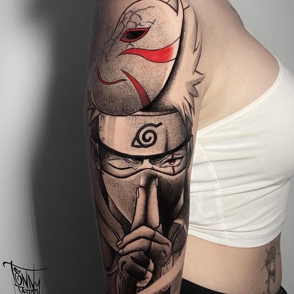 Hatake Kakashi Tattoo  is Amazing Tattoo  Artist Credit  mariaroblestattoo  Follow me and Tag your Otaku  Naruto tattoo Kakashi  tattoo Anime tattoos