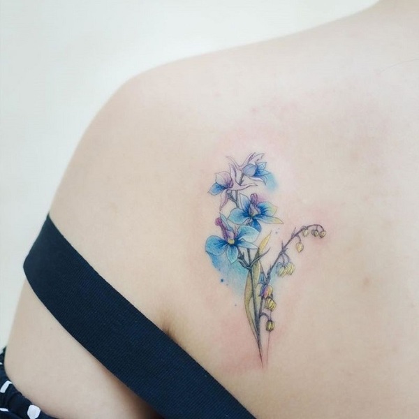 delphinium watercolor tattoo