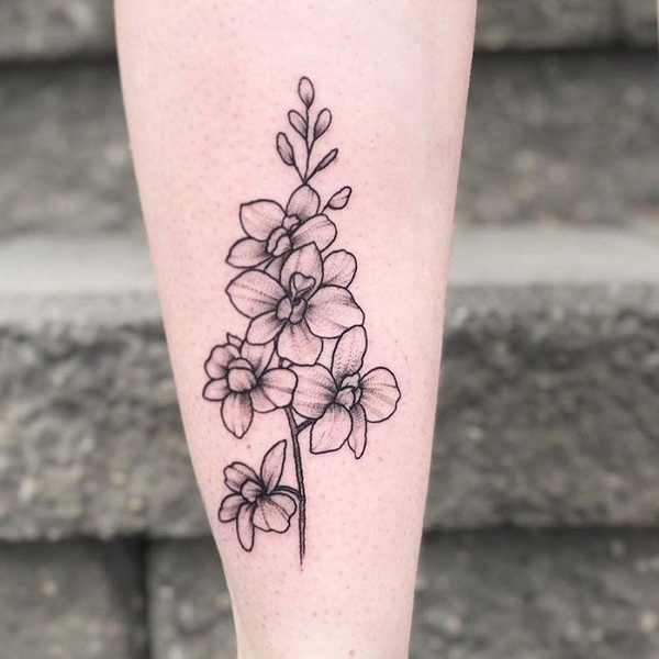 Daffodil and larkspur flower tattoo  Larkspur flower tattoos Flower tattoo  arm Lilac tattoo