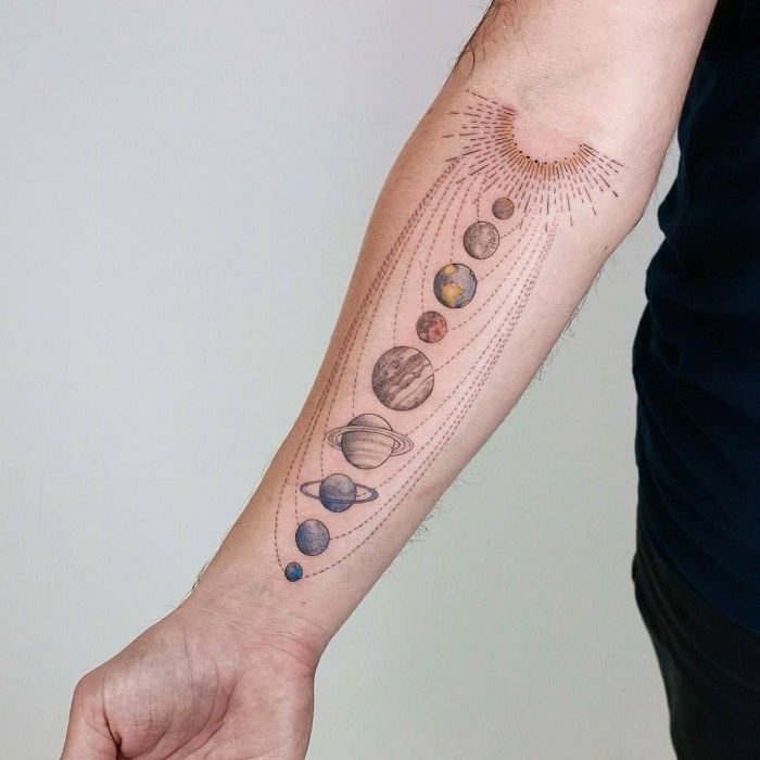 Geometric Planets tattoo men at theYoucom