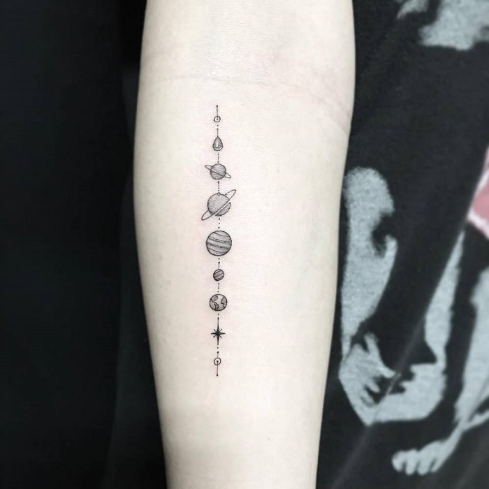 32 Fascinating Solar System Tattoo Designs  TattooBloq  Tattoos for guys  Geometric tattoo Solar system tattoo