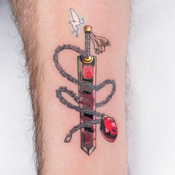 Guts Swinging Sword Chest Tattoo  TATTOOGOTO