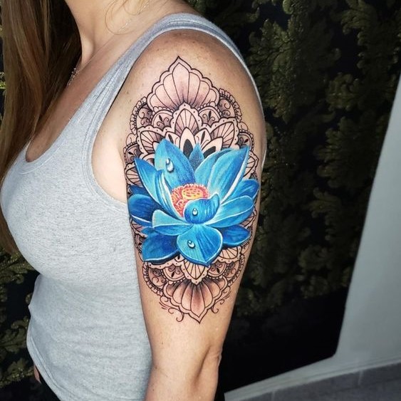 Blue Lotus Tattoo Ideas 22