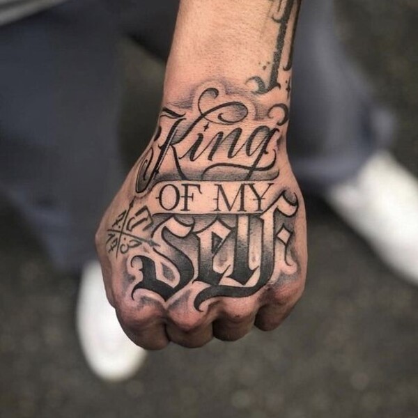 Grey Ink Gangsta Tattoo Design