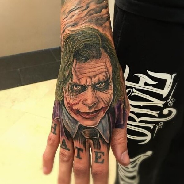 Heath ledger joker hand tattoo