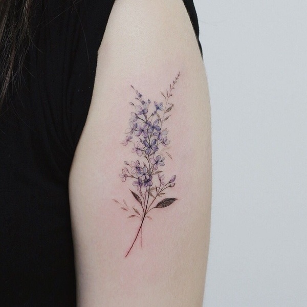 Lilac tattoo on the ankle