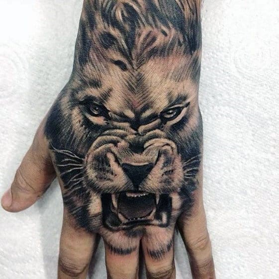 Lion Hand Tattoo Ideas 21
