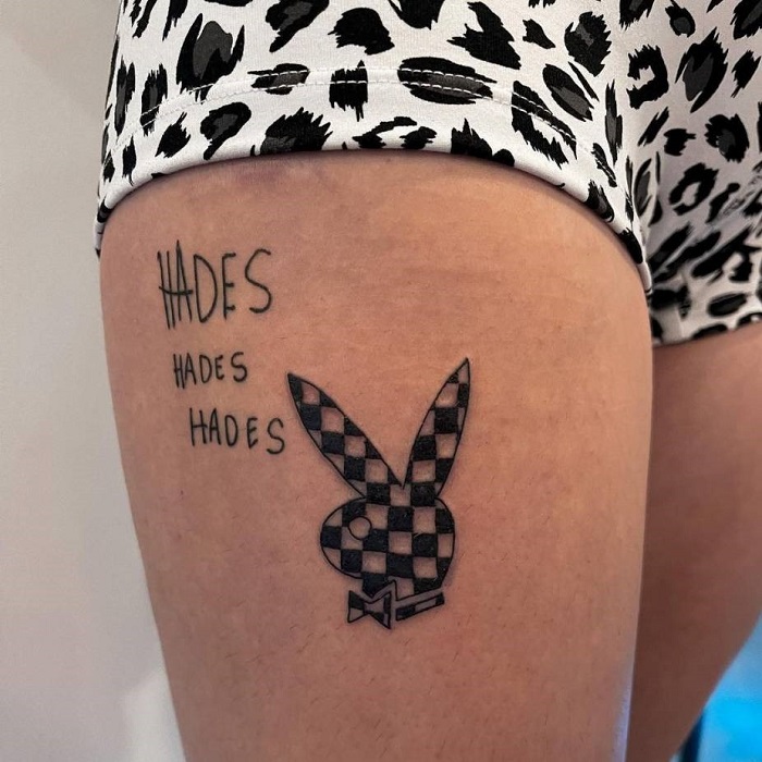 Luis Vuitton playboy bunny tattoo with initials H.C.M. 🐰